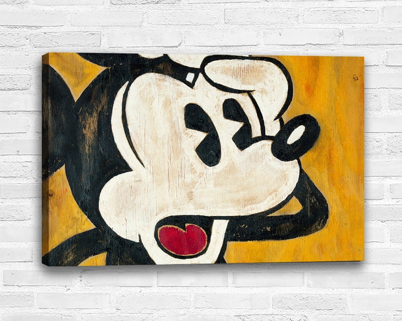 Mickey Mouse Kaminski Vintage Disney Canvas Wall Art Etsy