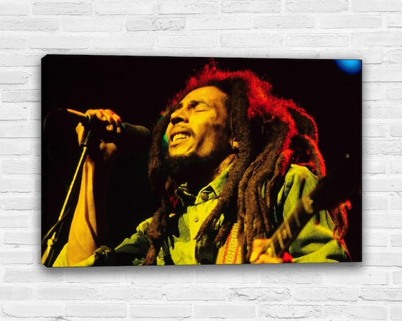 BOB MARLEY TYPOGRAPHY MUSIC REGGAE WALL ART PICTURE CANVAS PRINT READY TO HANG