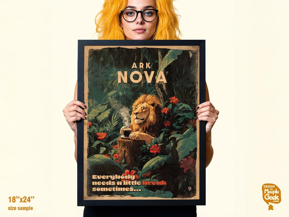 Ark Nova Board Game Poster: Lion Coffee Break Art (digital Download) - Etsy