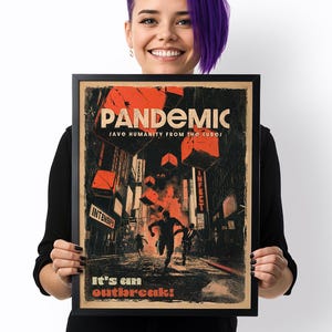 Pandemic bordspelposter, vintage stijl kunstafdruk (digitale download)
