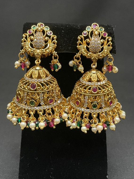 jfl - fusion one gram gold plated pearl designer jhumka, Size: Ht: 4.9 cm x  Wd: 2.9 cm at Rs 699/pair in Mumbai