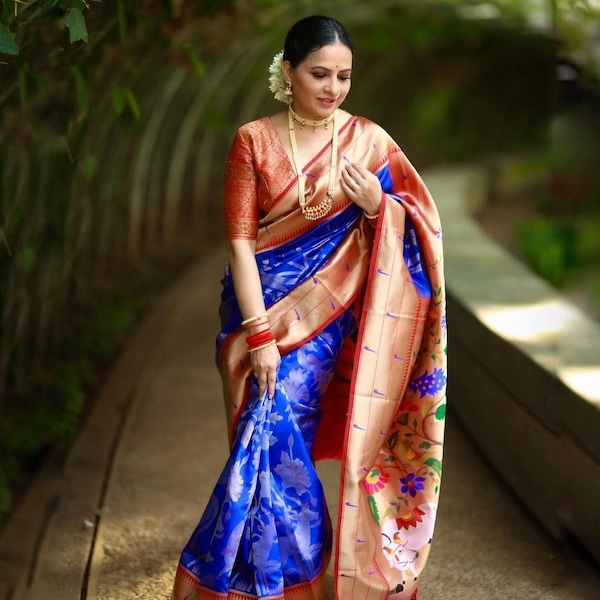 Pre-order for Seni Banaras Paithani Saree with unstitched Blouse