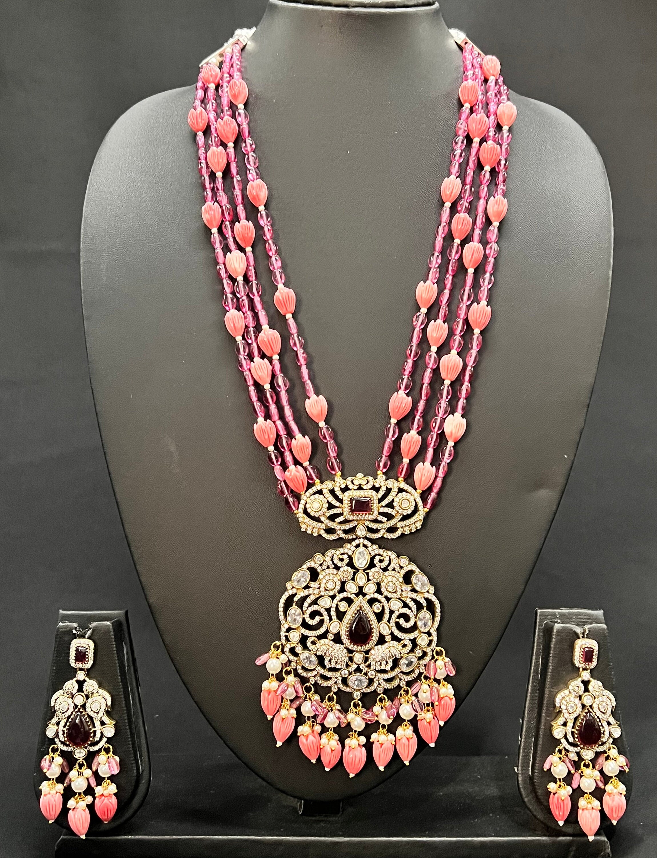 Nirvi Drop Beads Necklace Set-Swaabhi - Swaabhi
