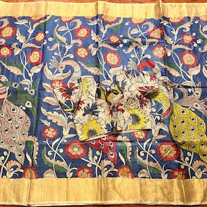 Pure Tussar Pen Kalamkari Saree