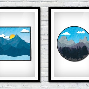 Downloadable Prints Set of 2, Printable Wall Art, Landscape Wall Art,  Downloadable Art, Print Set , Abstract Landscape Print,