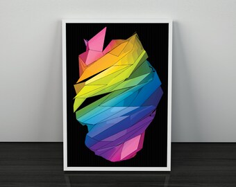 Colorful Geometric Abstract Art Print, Modern Wall Decor (Digital Download)