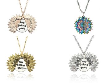 EBVHHS Keep Funking Going Necklace Rose Gold Gold Sunflower Necklace You Are My Sunshine Gold Sunshine Engraved Locket Pendant Jewelry Locket EBVHHS Keep Funking Going Necklace Rose Gold Gold Sunflower Necklace You Are My Sunshine Gold Sunshine Engraved Locket Pendant Jewelry Locket