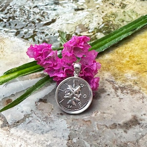 Roman coin silver pendant (authentic, 2nd cent.B.C.) depicting two-faced Janus
