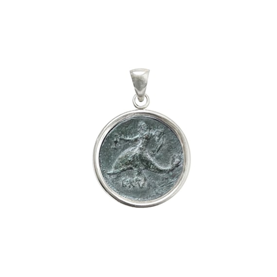 Late Roman Bronze Coin Necklace CA. 3rd-4th Century A.D. Sterling Silver Late Roman Bronze Coin Necklace CA. 3rd-4th Century A.D. Sterling Silver