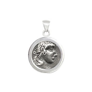 God Apollo authentic  Roman (1st cent.BC) coin sterling silver pendant
