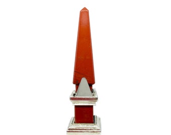 Sterling silver placehoder- obelisk with red jasper