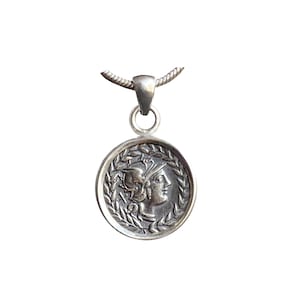 Roman coin (silver denarius - 2nd century BC) sterling silver pendant depicting the Goddess Rome