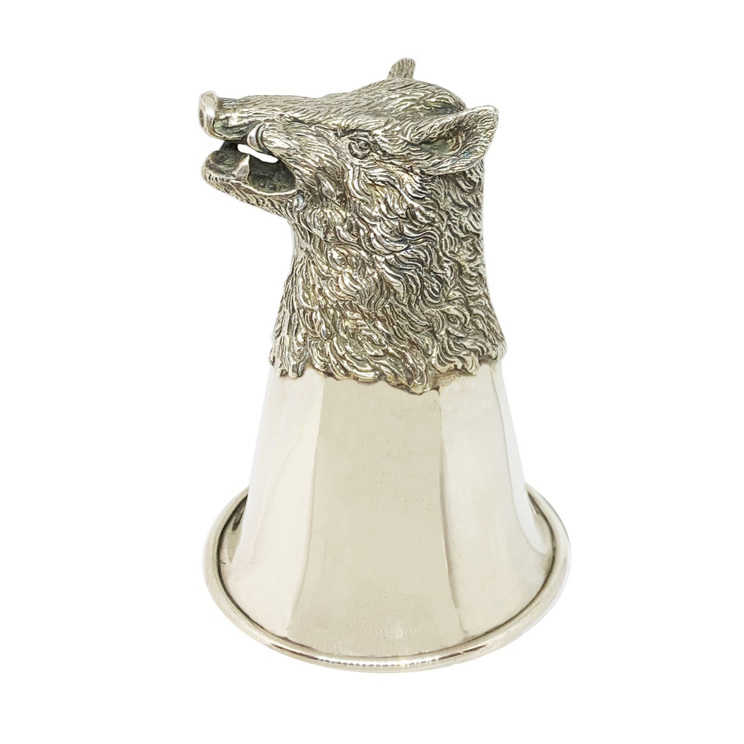 アンティーク　ヴィンテージ スターラップ カップ　stirrup cup 人気 Stirrup Cup in Sterling Silver : Boar - Etsy
