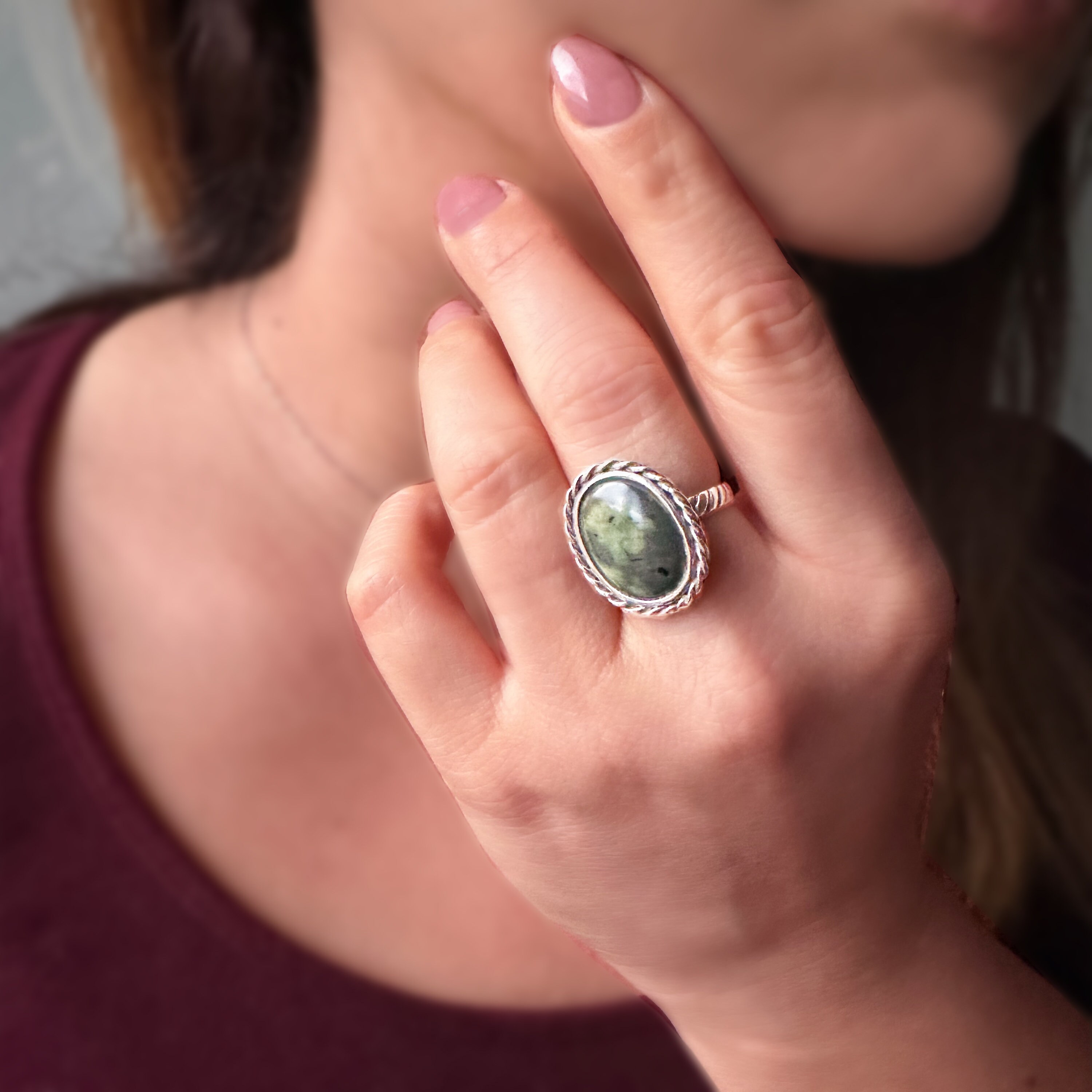 Bague en argent 925 avec fragment d authentique marbre Serpentino Etsy France