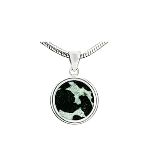 Fragment of Roman &quot;graphic&quot; black porphyry marble Sterling silver pendant
