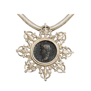 Roman coin Agrippa pendant (authentic, 1st cent.d.C.); Neptune on the reverse side of the coin