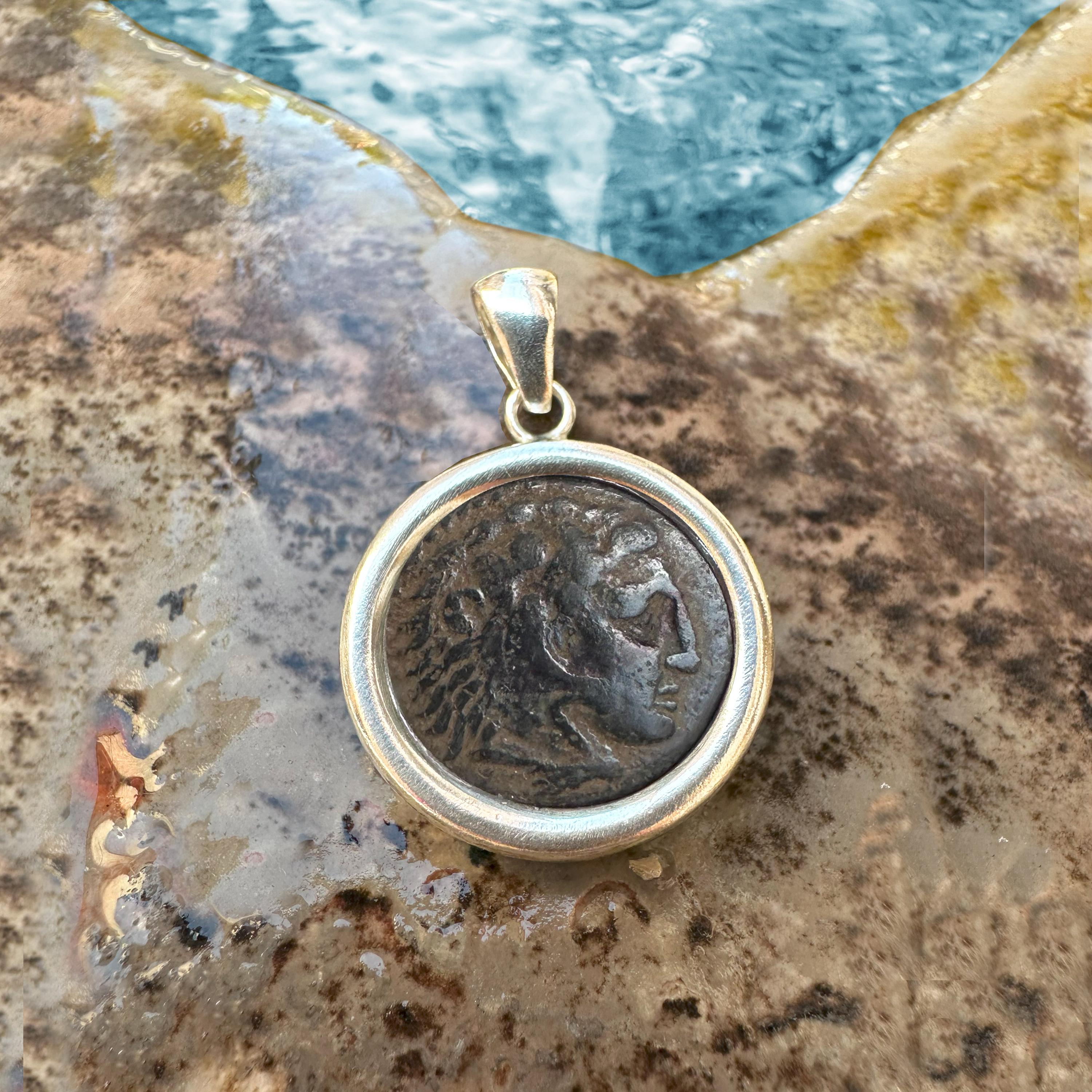 925 シルバーのペンダント。アレキサンダー大王が紀元前 4 世紀に鋳造