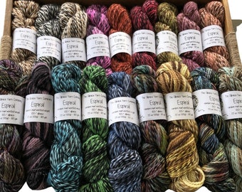 Alpaca Yarn | Natural Fiber in 2 Ply Worsted Weight Hand Dyed Skeins | Random Patterned Multi Colored Alpaca Wool | Winter Yarn