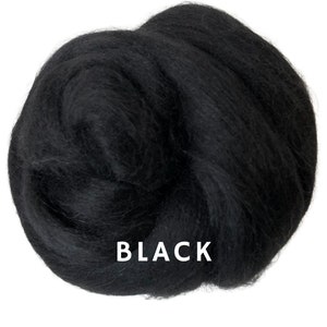 1 Unze schwarz Baby Alpaka Kammzug | Butterweicher Kammzug zum Spinnen, Filzen, Weben | Weniger als 20 Mikron | Alpaka-Wolle