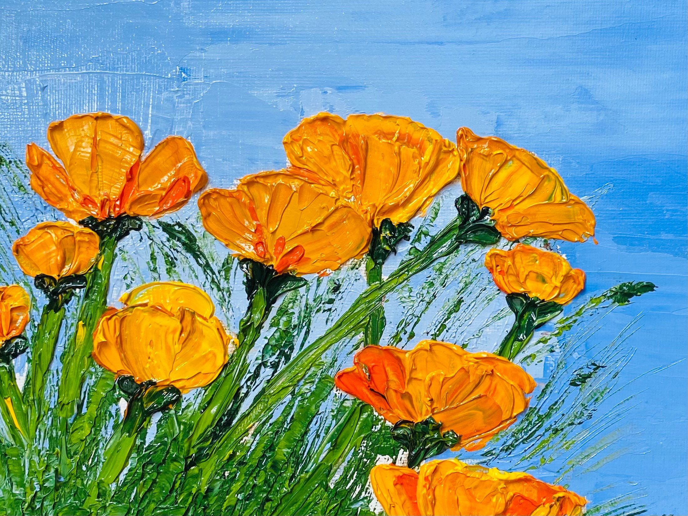 Poppies yellow poppies yellow flower Floral canvas panel Etsy