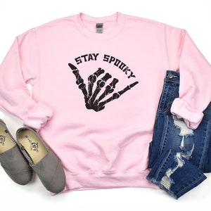 Stay Spooky Sweatshirt, Skeleton Hand Sweater, Hang Loose Shirt, Vintage Halloween Shirt, Stay Spooky Shirt, Skeleton Hand Shaka Shirt