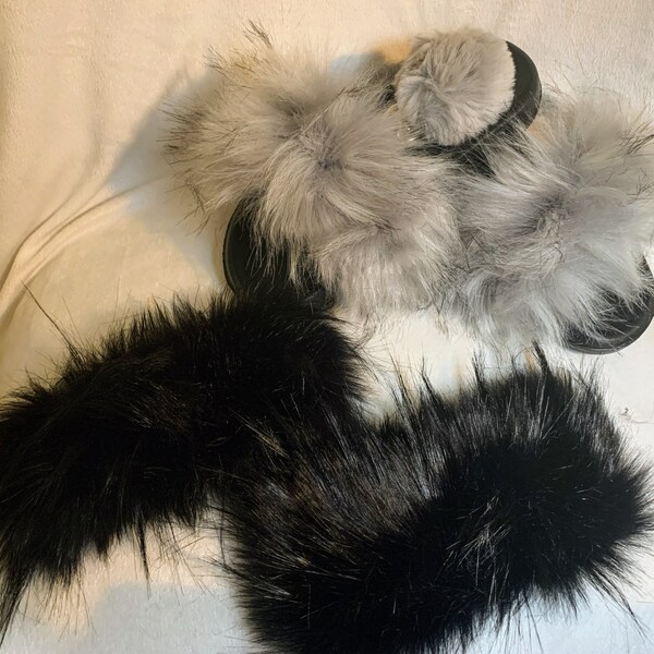 mens fur slides
