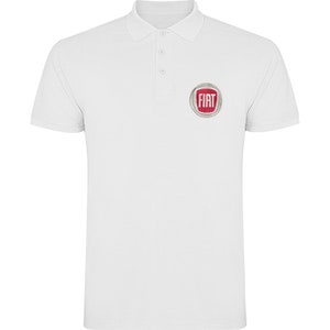 May include: White polo shirt with a red and silver Fiat logo embroidered on the left chest.