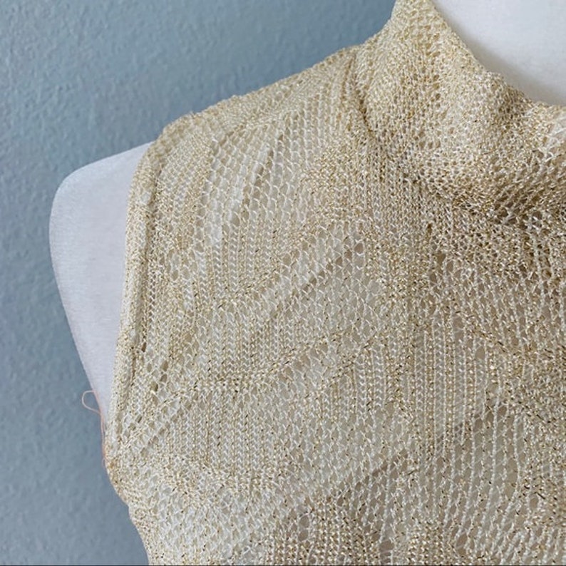 Vintage 1990/'s Narcissus Cream /& Gold Knit Lace Overlay Dress Women/'s Size 6