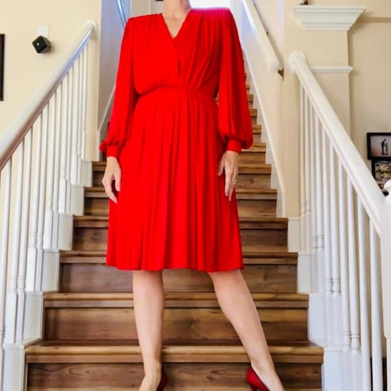 Vintage 1970’s Red Lillie Rubin Chiffon Dress with