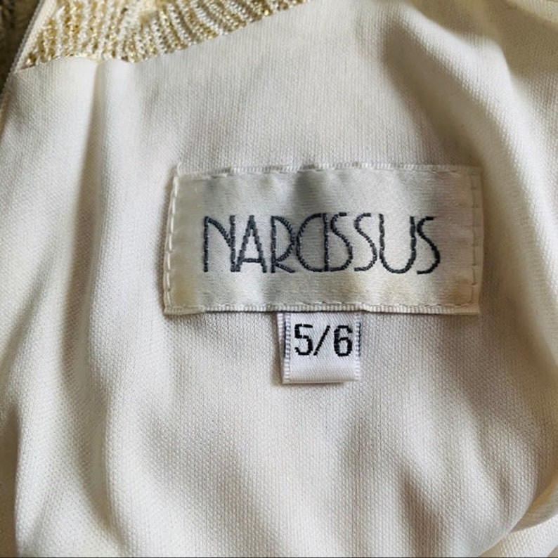 Vintage 1990/'s Narcissus Cream /& Gold Knit Lace Overlay Dress Women/'s Size 6