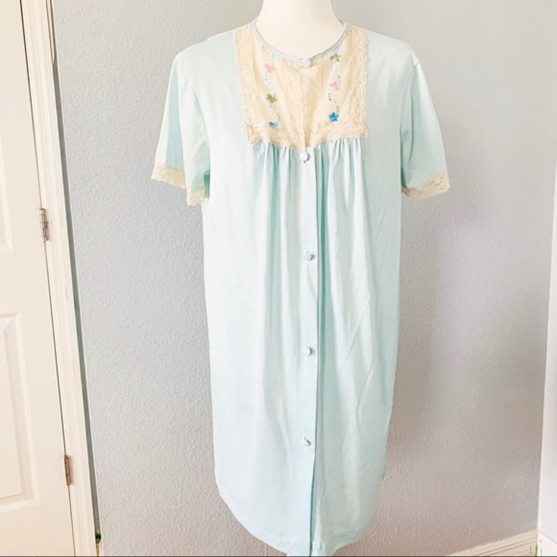 Vintage Sears Nightgown Lingerie in Light Blue with Lace and | Etsy