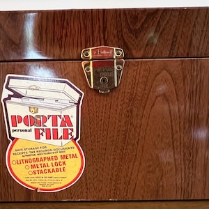 アンティーク雑貨 USA vintage Porta File Vintage Porta File Box With Key Locking Brown Faux Wood