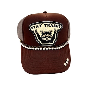 Stay Trashy Raccoon . Embroidered Patch .Trucker Hat