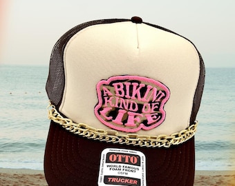 Summer Trucker - A Bikini Kind Of Life Embroidered Patch Hat - Vacation Hat -Beach Hat