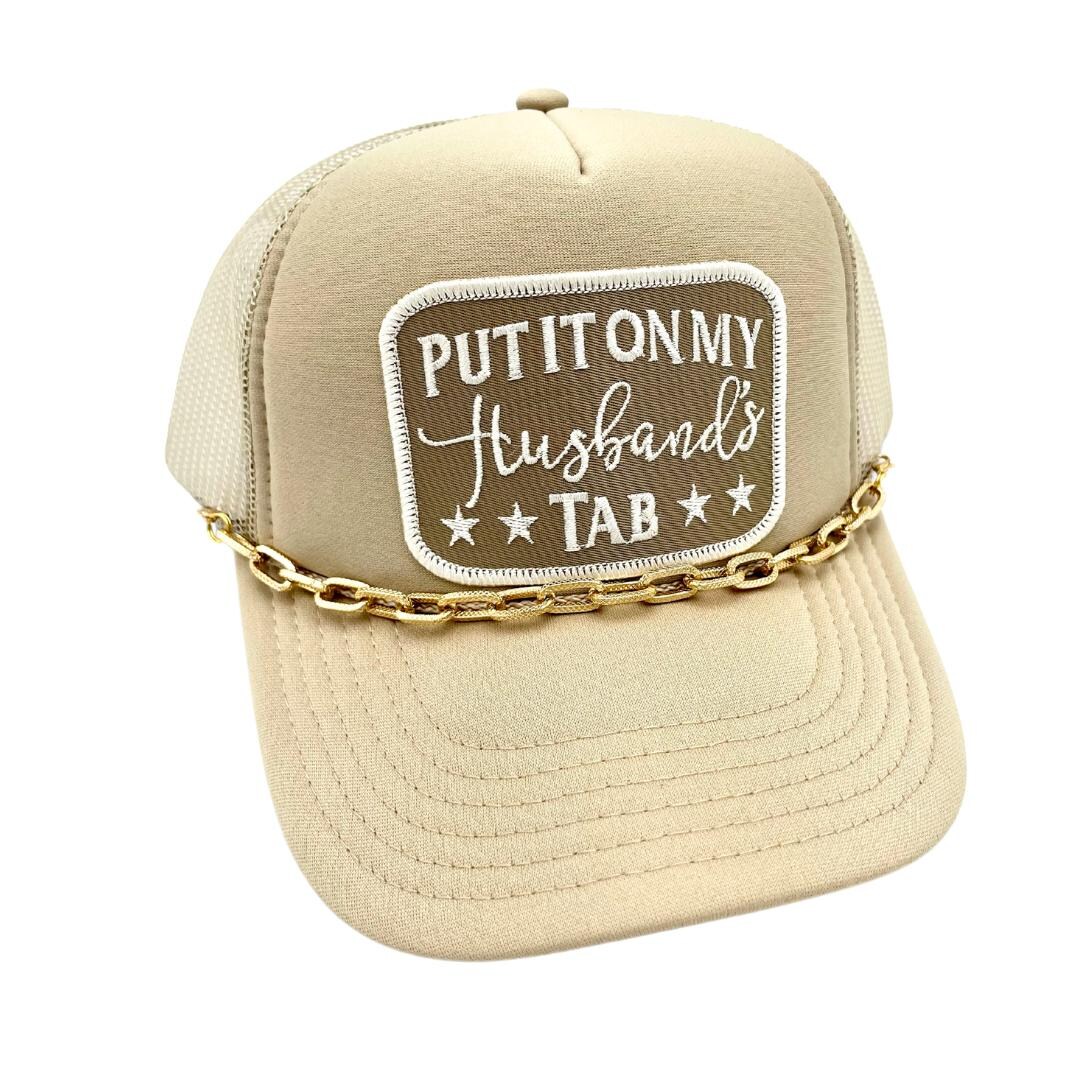 Put It on My Husband's Tab . Embroidered Patch Trucker Hat . Funny Gift ...