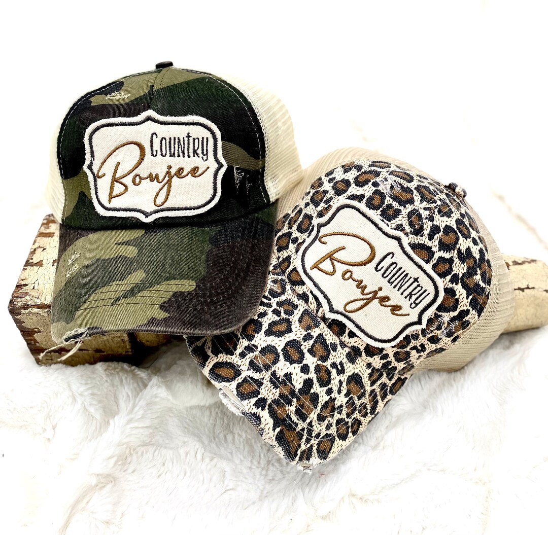 Country Boujee Custom Embroidered Patch Hat Criss Cross Etsy