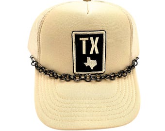 State of Texas . Embroidered Patch Trucker Hat . Gift for A Texan