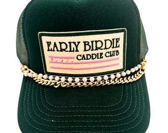 Early Birdie Caddie Trucker Hat . Custom Embroidered Patch . Women’s Golf Hat . Boutique Gift