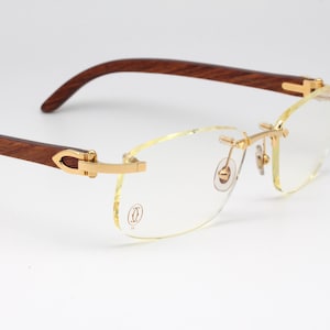 Cartier Paglia vintage eyeglasses rimless C Decor Bois, made in France 2002 - New Old Stock