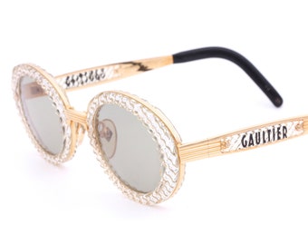 Jean Paul Gaultier 56 5201 vintage sunglasses / oval sunglasses / golden shades made in Japan 90's / NOS new old stock frames