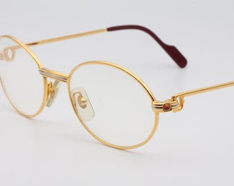 Vintage-Brille Cartier Saint-Honoré Serie Limitee Ruby, hergestellt in Frankreich, 90er Jahre – Neuware aus altem Lagerbestand – Komplettes Set inklusive