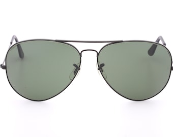 Gafas de sol de aviador negras Ray Ban B&L vintage fabricadas en EE. UU. años 80 - New Old Stock