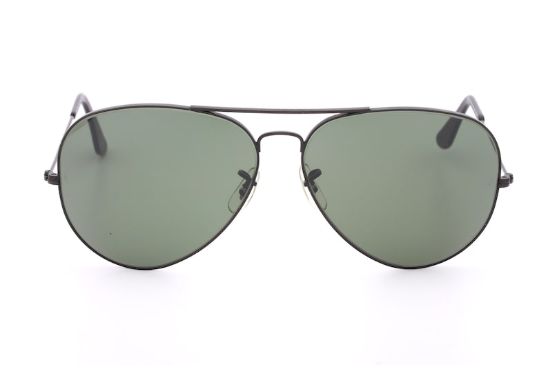 Vintage Ray Ban B&L black aviator sunglasses made on USA 80's - New Old Stock image 1