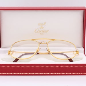 Cartier Romance Santos vintage luxury eyeglasses with gold plated frames, made in France 1986