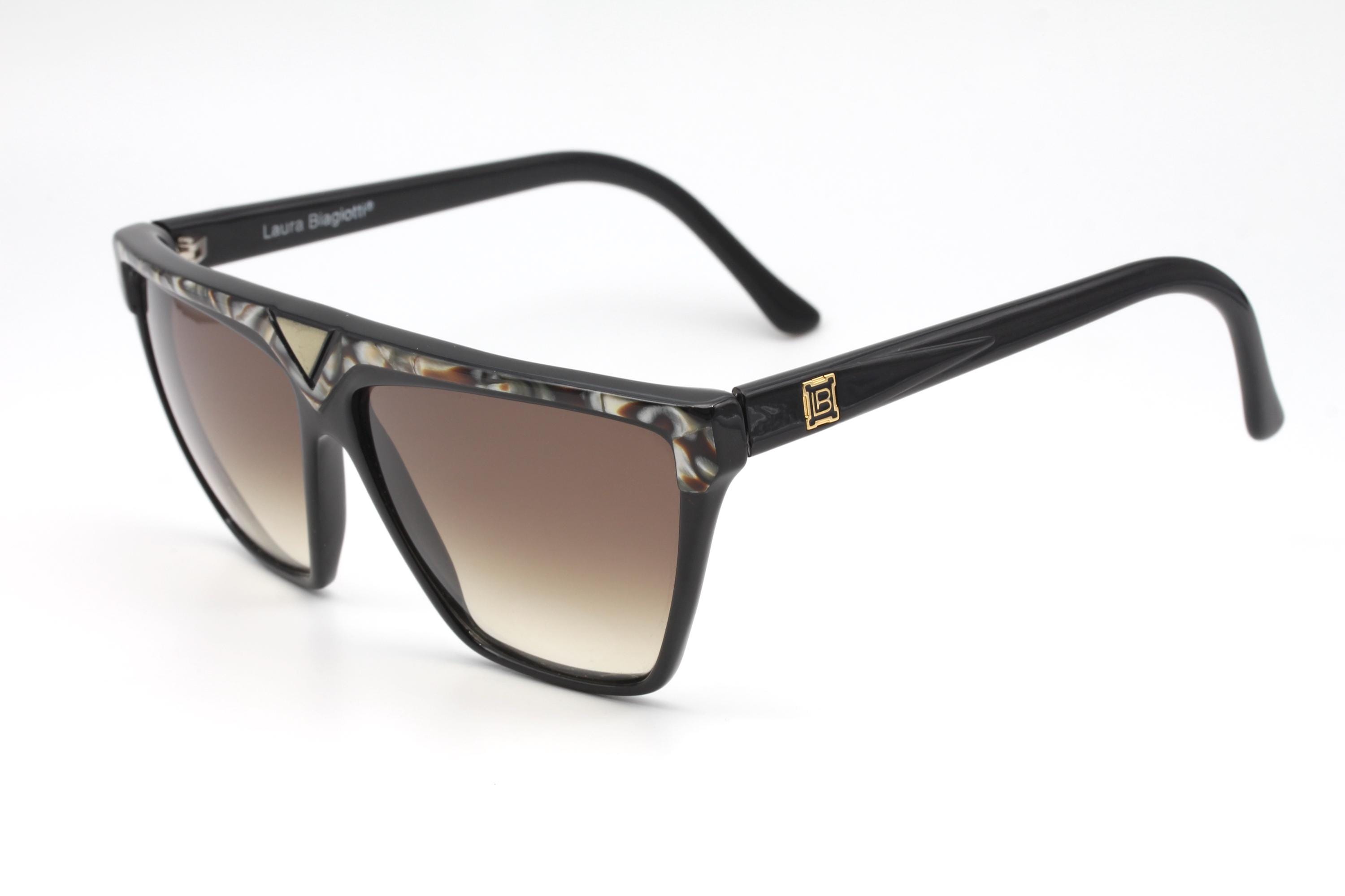 Lunettes De Soleil LAURA BIAGIOTTI Modèle 2/S D28 - Monture Acétate Noir - Verres Marron UV400 - Neuves Avec étiquettes