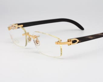 Cartier Arizona vintage eyeglasses genuine horn made in France 2000&#39;s - New Old Stock