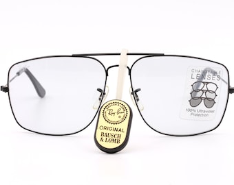 レイバン B&L ヴィンテージ アビエーター サングラス、ブラック フレーム、交換可能なレンズ、80 年代米国製