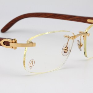 Cartier Paglia vintage eyeglasses rimless C Decor Bois, made in France 2002 - New Old Stock