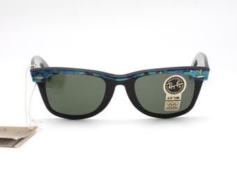 Gafas de sol Ray-Ban B&L Wayfarer vintage con mosaico, fabricadas en Italia en los años 90.