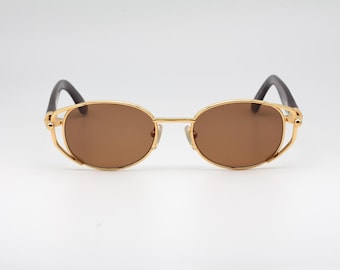 Yohji Yamamoto 52 4203 vintage steampunk sunglasses made in Japan 90's - golden oval sunglasses - designer eyewear